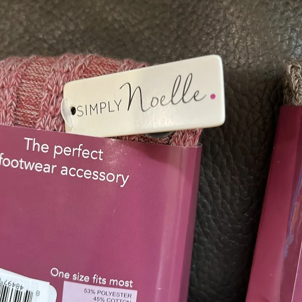 Simply Noelle Scalloped Heathered Boot Socks - Pink and Gray